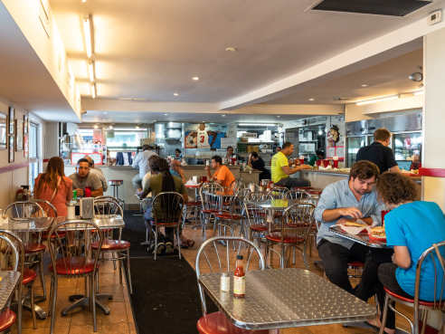 Inside Enriqueta's Sandwich Shop dining room